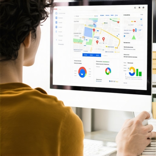 Person reviewing Google Maps rankings and analytics on a computer