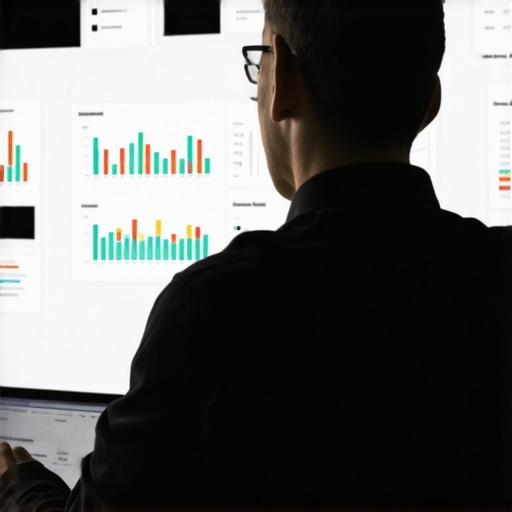 A person analyzing local SEO and GMB ranking charts on a computer screen