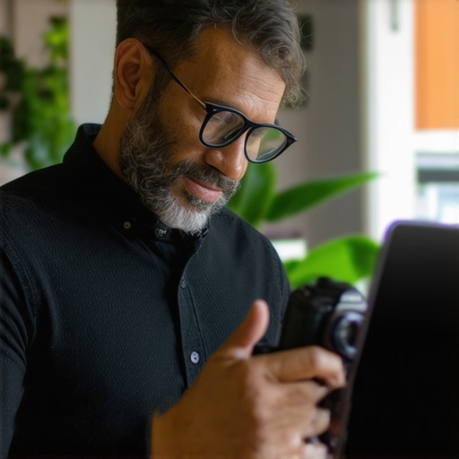 Business owner optimizing Google My Business profile on laptop