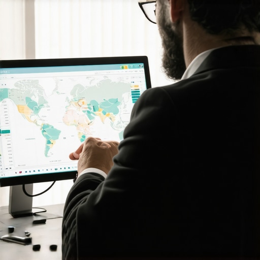 Person reviewing local SEO charts and maps on a laptop