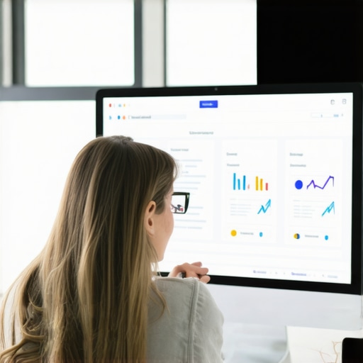 Marketing expert reviewing GMB profile on computer with optimization checklist.