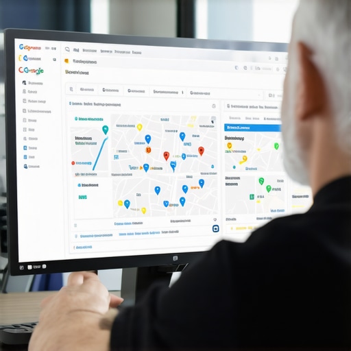 Person reviewing local map rankings strategy on a computer