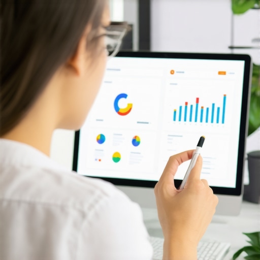 Business owner reviewing Google My Business audit results with detailed charts