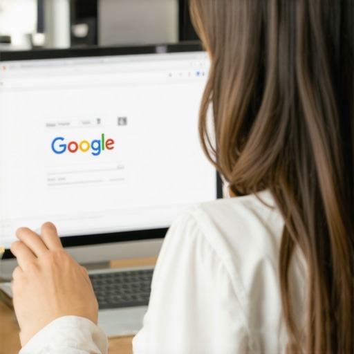 Person reviewing Google My Business profile on a computer for local SEO enhancements