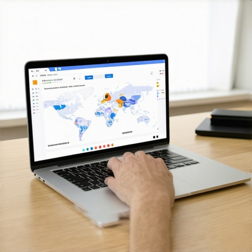 Person analyzing local SEO and map ranking tools on a laptop.