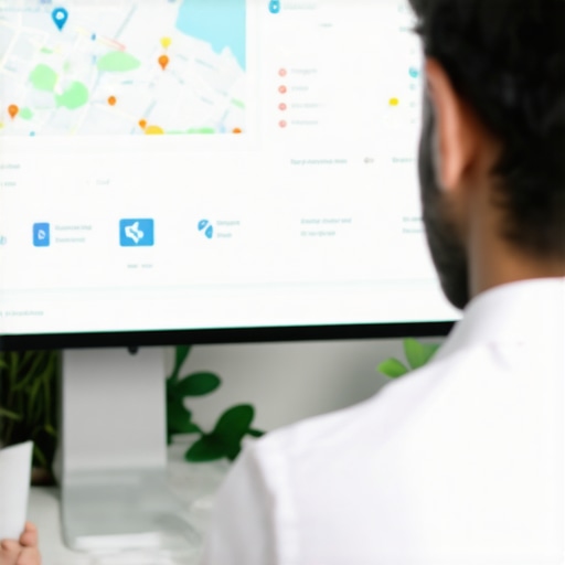 Digital marketer examining local SEO performance on computer screen