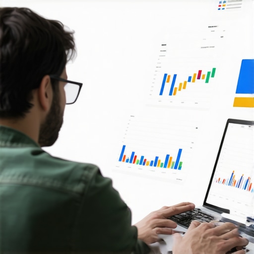 Person analyzing SEO charts on a laptop to optimize Google My Business profile.