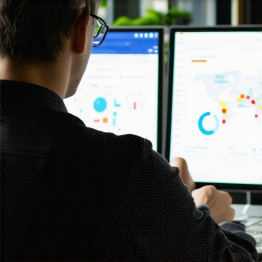 Professional analyzing local map metrics on a computer.