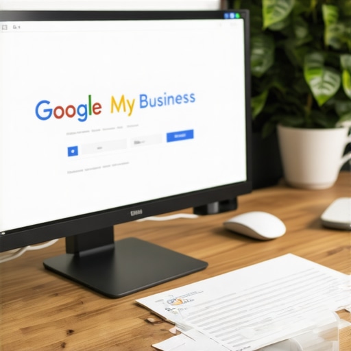 A professional reviewing verification documents for Google My Business profile in an office.